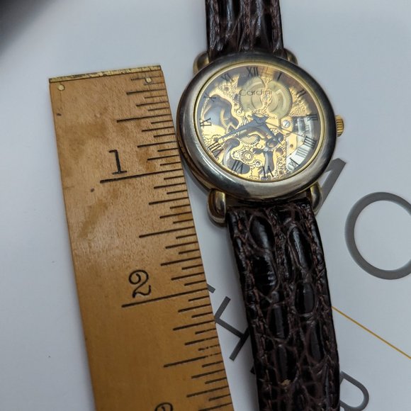 Skeleton Watch Cardini One Jewel Ruby Watch 18k gold Plated Mechanical Wind Up - Picture 6 of 8